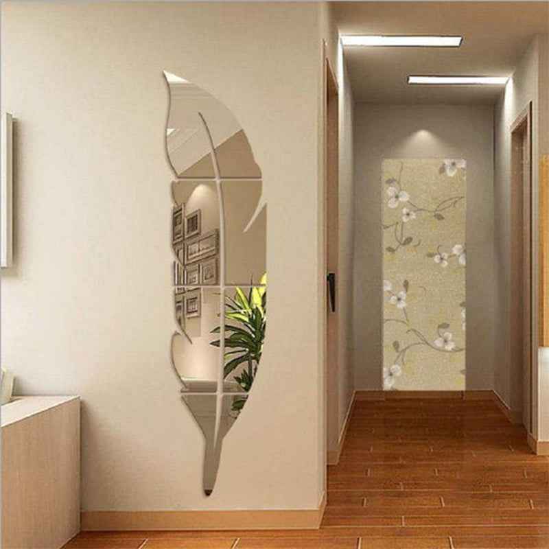Feather-Shaped Acrylic Wall Mirror