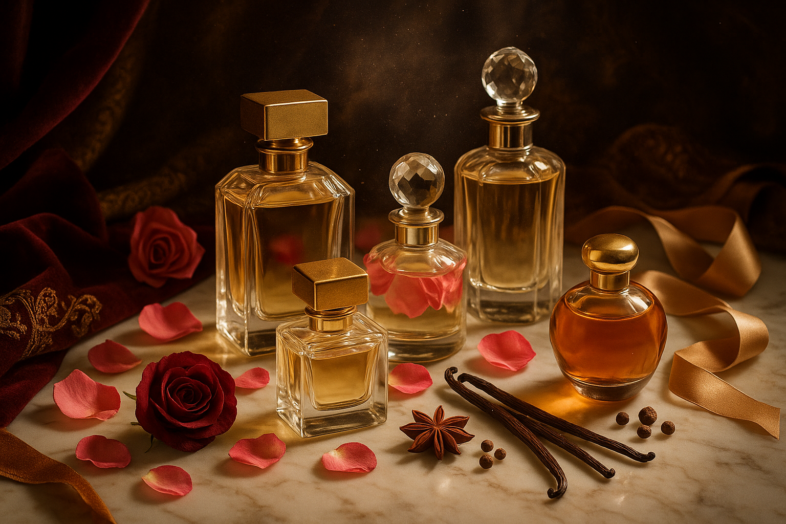 generate a image which describe the quality of perfumes in a luxury way